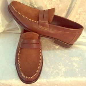 Sandro Moscoloni Brown Leather Penny Loafers